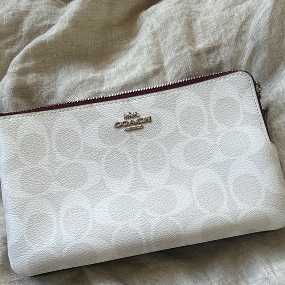 Coach Handbags - Coach Signature White Wristlet Clutch